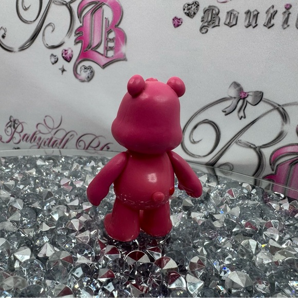 Carebear Mini action figurine hearts Pink Bear Figurine with Heart Design - Picture 3 of 6